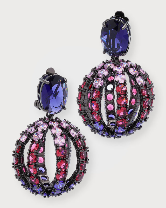 Disco Crystal Birdcage Clip-On Drop Earrings